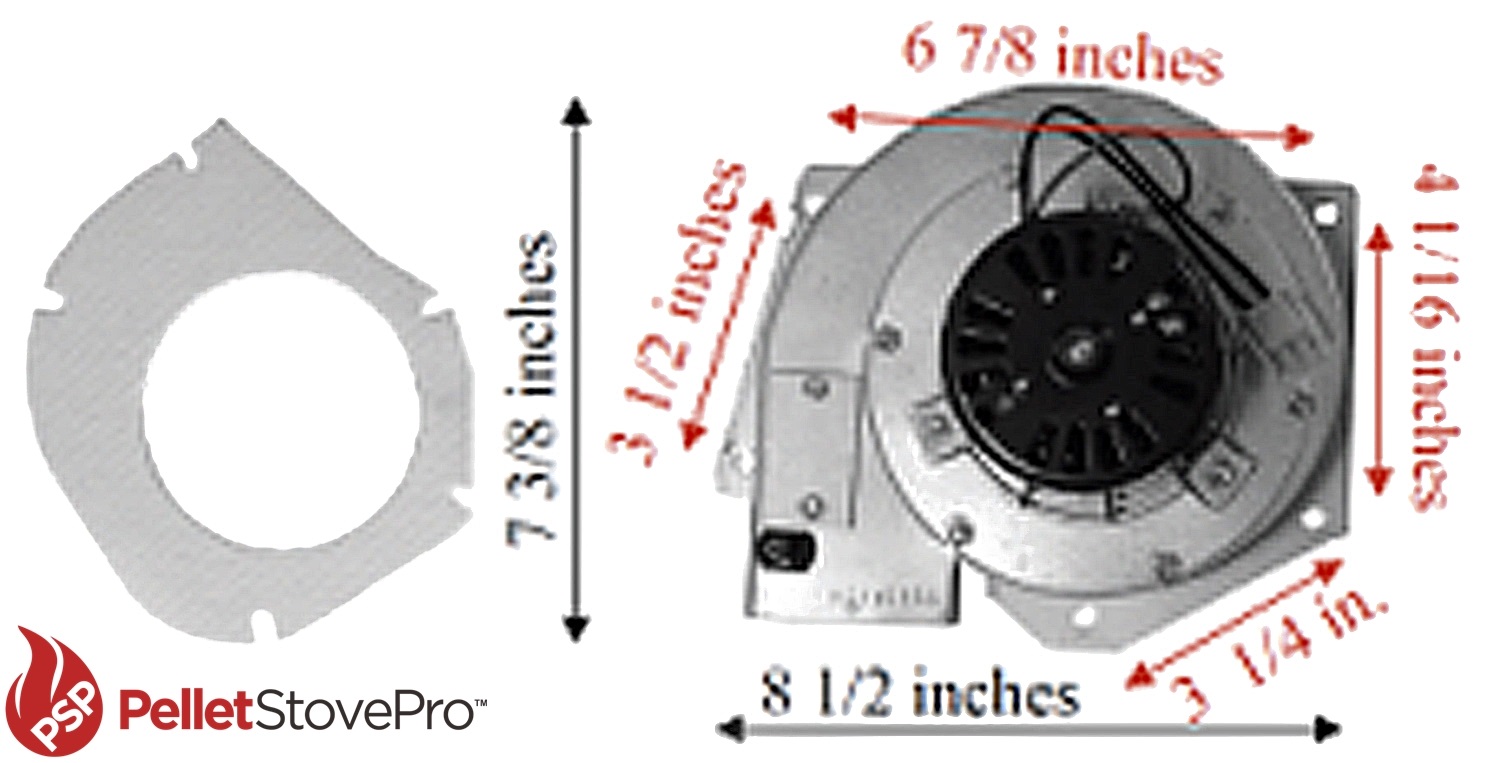 King Ashley Pellet Stove Exhaust Combustion Motor w/ Housing 80473 - UPGRADE